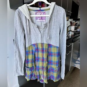 NWT Free People Hooded Plaid Tunic